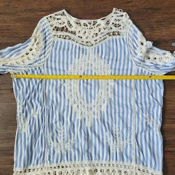 Fabulous MJ New York woman's boho top 100% Cotton No Sz Tag. Cottage Prarie Lace - Picture 9 of 12